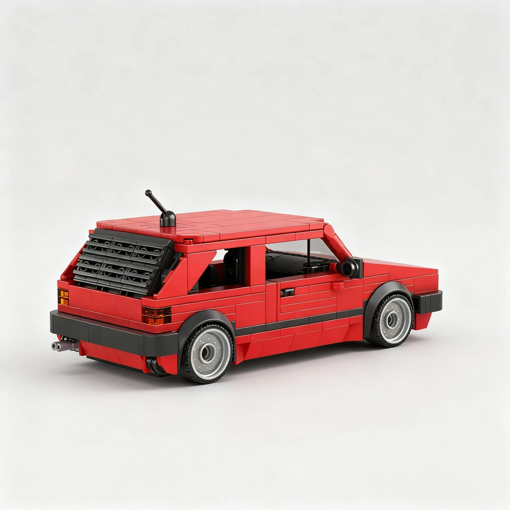 Red building block car assembly set, retro car model ornament, perfect as a birthday or Christmas gift, ideal for building block
