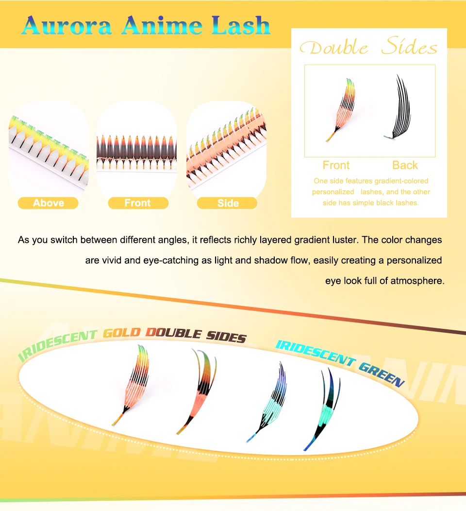 New Fashion Shiny Tinsel Comic Spire Eyelash Extension Holographic Manga False Eyelashes Anime Colorful Eyelashes For Christmas
