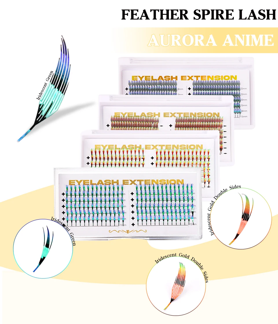 New Fashion Shiny Tinsel Comic Spire Eyelash Extension Holographic Manga False Eyelashes Anime Colorful Eyelashes For Christmas