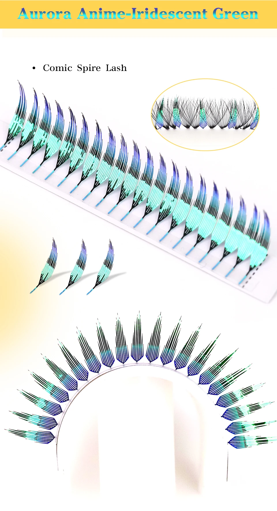 New Fashion Shiny Tinsel Comic Spire Eyelash Extension Holographic Manga False Eyelashes Anime Colorful Eyelashes For Christmas