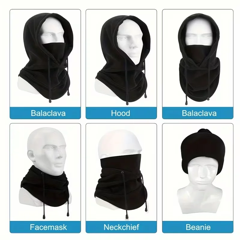 Winter Balaclava Face Mask, Windproof Thermal Hooded Scarf for Skiing Cycling Fishing, Cold Weather Sports Gear, Christmas Gift