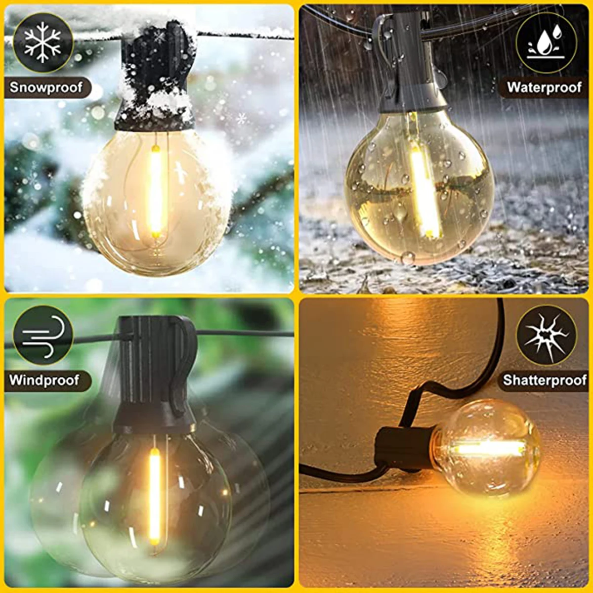 7-25M Festoon G40 Solar LED Globe String Fairy Lights Outdoor Christmas Party Garden Decor Garland Lamps Street Patio Backyard