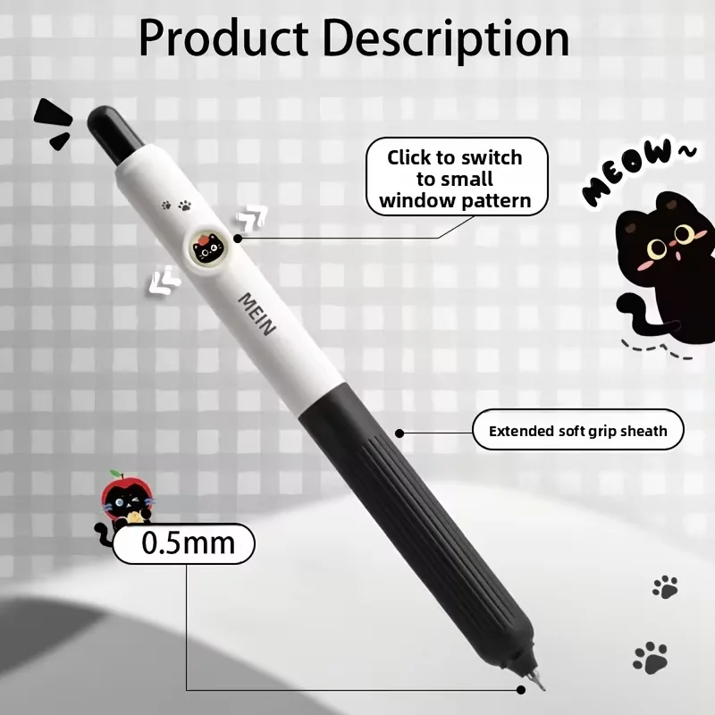 4pcs Kawaii Cat Pens Paw 0.5mm Quick-Dry Black Ink-Smooth Writing Retractable Pens School Journaling Birthday Christmas Gift 