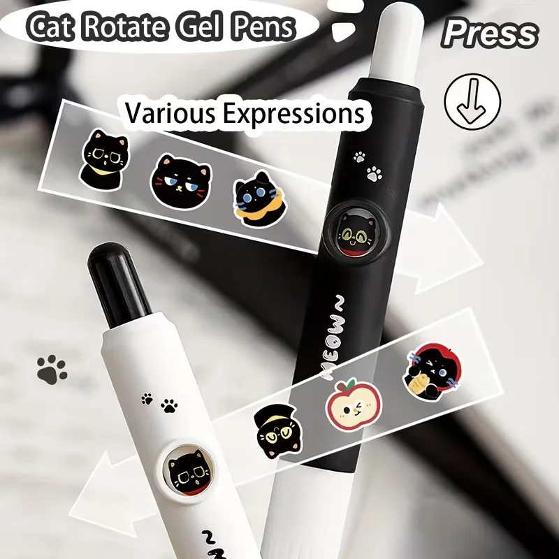 4pcs Kawaii Cat Pens Paw 0.5mm Quick-Dry Black Ink-Smooth Writing Retractable Pens School Journaling Birthday Christmas Gift 