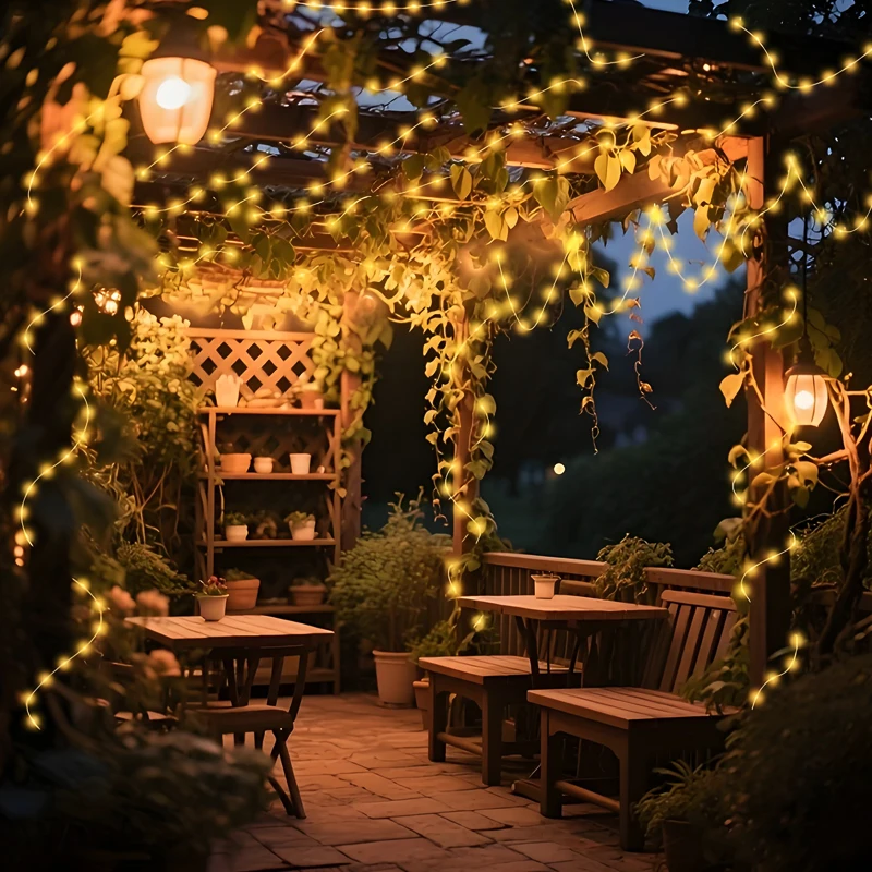 Solar LED String Lights Waterproof 8modes Christmas Garland Decor for Garden Patio Balcony Fence Festival Fairy Lights