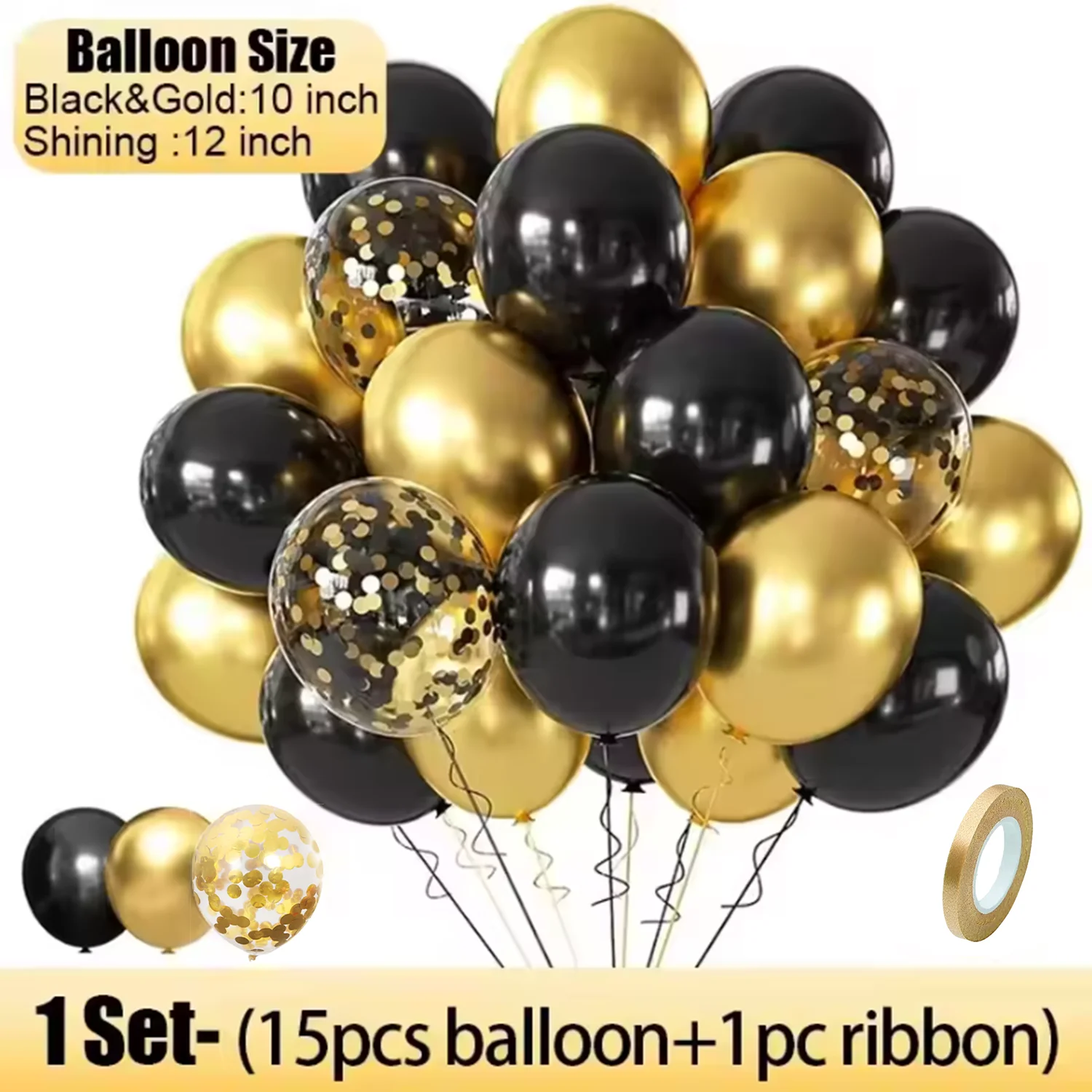 180/15pcs Latex Balloons Shiny Sequin Black Gold Inflatable Balloon for Wedding Party Birthday Christmas Home Decor Supplies