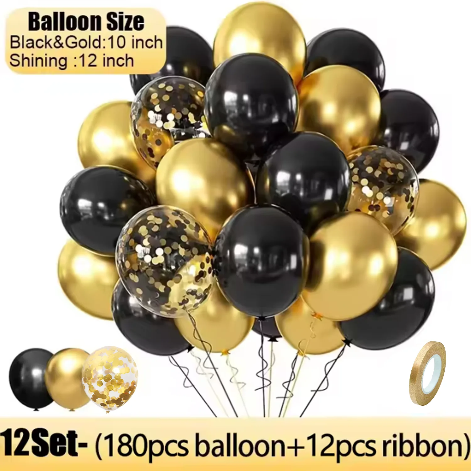 180/15pcs Latex Balloons Shiny Sequin Black Gold Inflatable Balloon for Wedding Party Birthday Christmas Home Decor Supplies