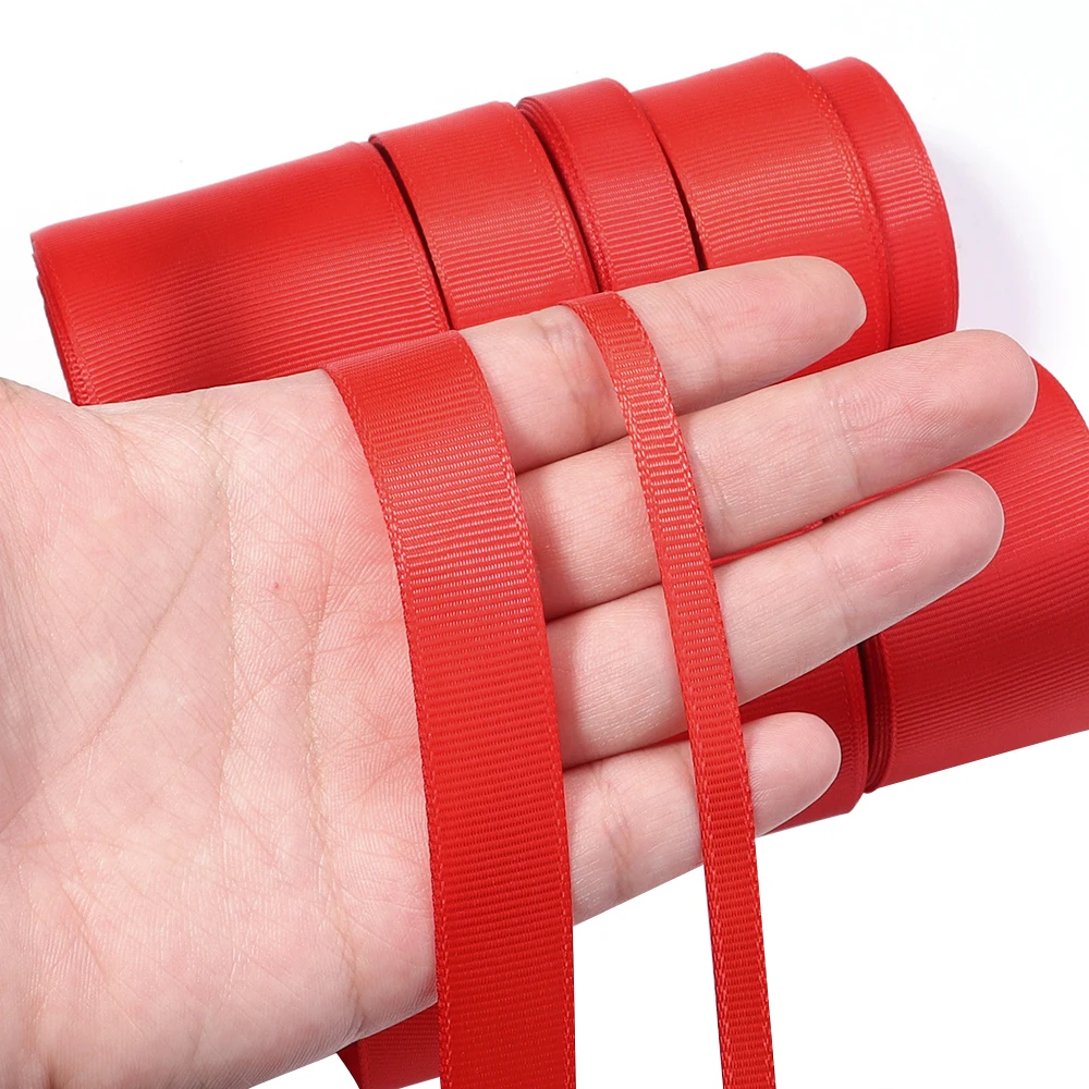 10Yards/Roll Grosgrain Ribbons Red Wine Red Color Ribbons For DIY New Year Christmas Party Handmade Bouquet Gift Packaging Decor