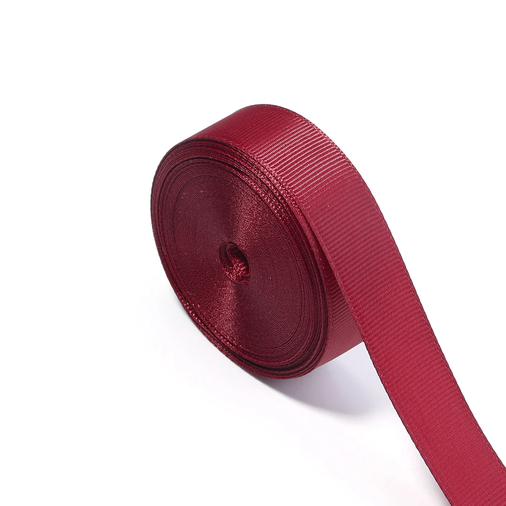 10Yards/Roll Grosgrain Ribbons Red Wine Red Color Ribbons For DIY New Year Christmas Party Handmade Bouquet Gift Packaging Decor