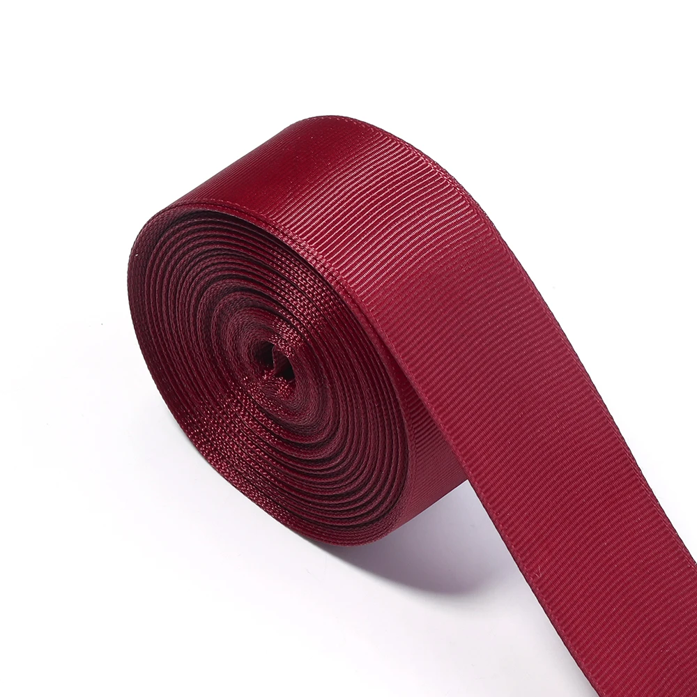 10Yards/Roll Grosgrain Ribbons Red Wine Red Color Ribbons For DIY New Year Christmas Party Handmade Bouquet Gift Packaging Decor