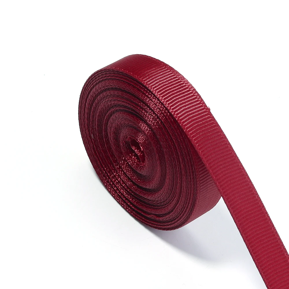 10Yards/Roll Grosgrain Ribbons Red Wine Red Color Ribbons For DIY New Year Christmas Party Handmade Bouquet Gift Packaging Decor