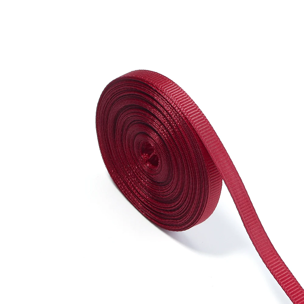 10Yards/Roll Grosgrain Ribbons Red Wine Red Color Ribbons For DIY New Year Christmas Party Handmade Bouquet Gift Packaging Decor