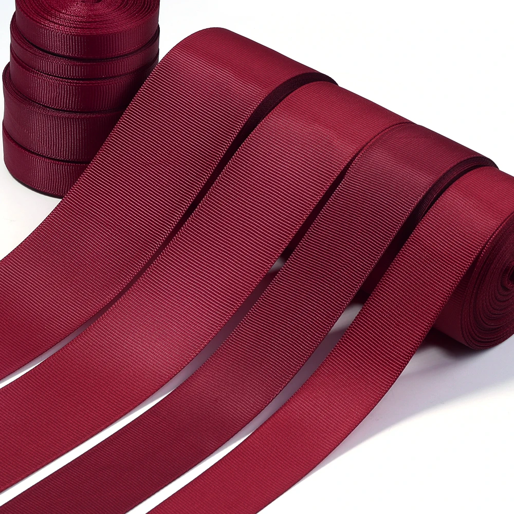 10Yards/Roll Grosgrain Ribbons Red Wine Red Color Ribbons For DIY New Year Christmas Party Handmade Bouquet Gift Packaging Decor