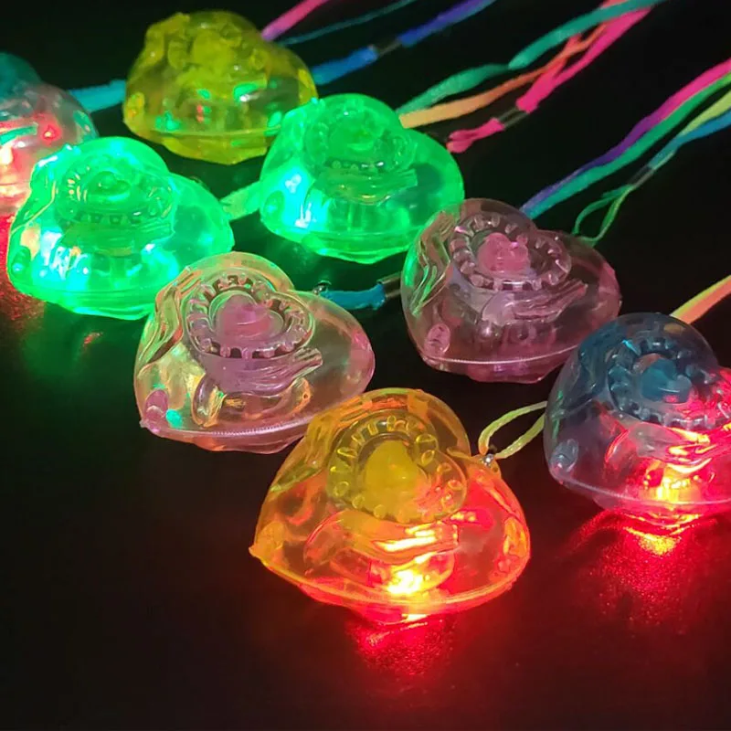 10pcs LED Light Up Necklace Pendants Star Heart Flashing Glow Necklace Blinking Toy Party Christmas Wedding Party Decoration