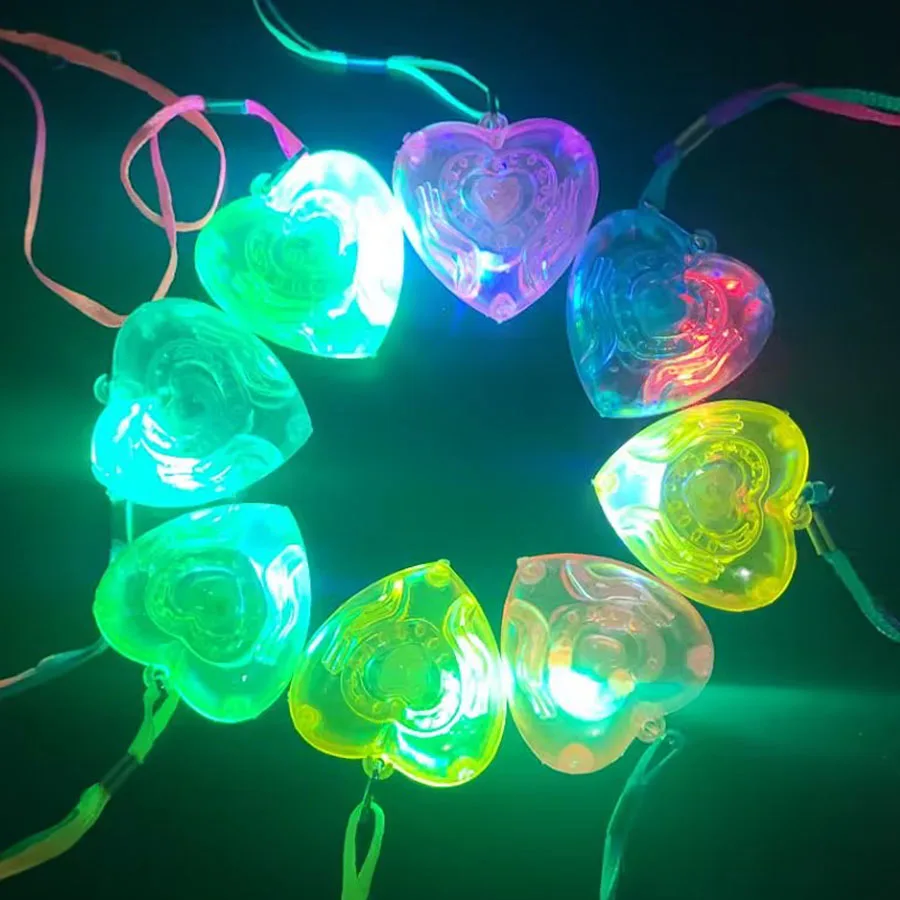 10pcs LED Light Up Necklace Pendants Star Heart Flashing Glow Necklace Blinking Toy Party Christmas Wedding Party Decoration