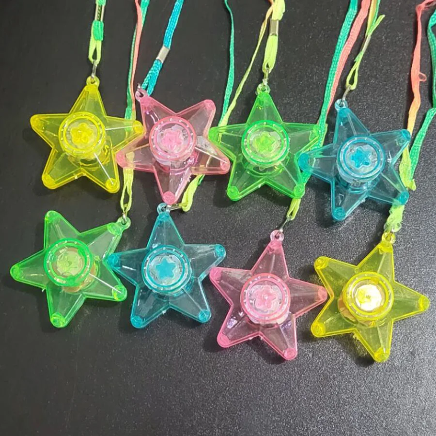 10pcs LED Light Up Necklace Pendants Star Heart Flashing Glow Necklace Blinking Toy Party Christmas Wedding Party Decoration