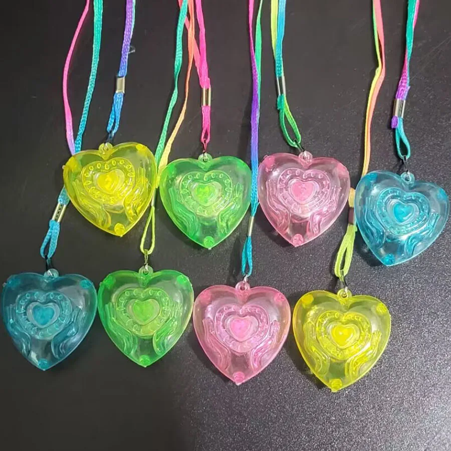10pcs LED Light Up Necklace Pendants Star Heart Flashing Glow Necklace Blinking Toy Party Christmas Wedding Party Decoration