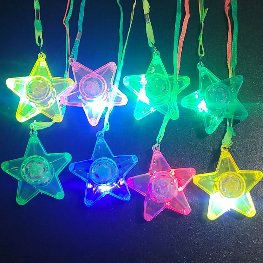 10pcs LED Light Up Necklace Pendants Star Heart Flashing Glow Necklace Blinking Toy Party Christmas Wedding Party Decoration