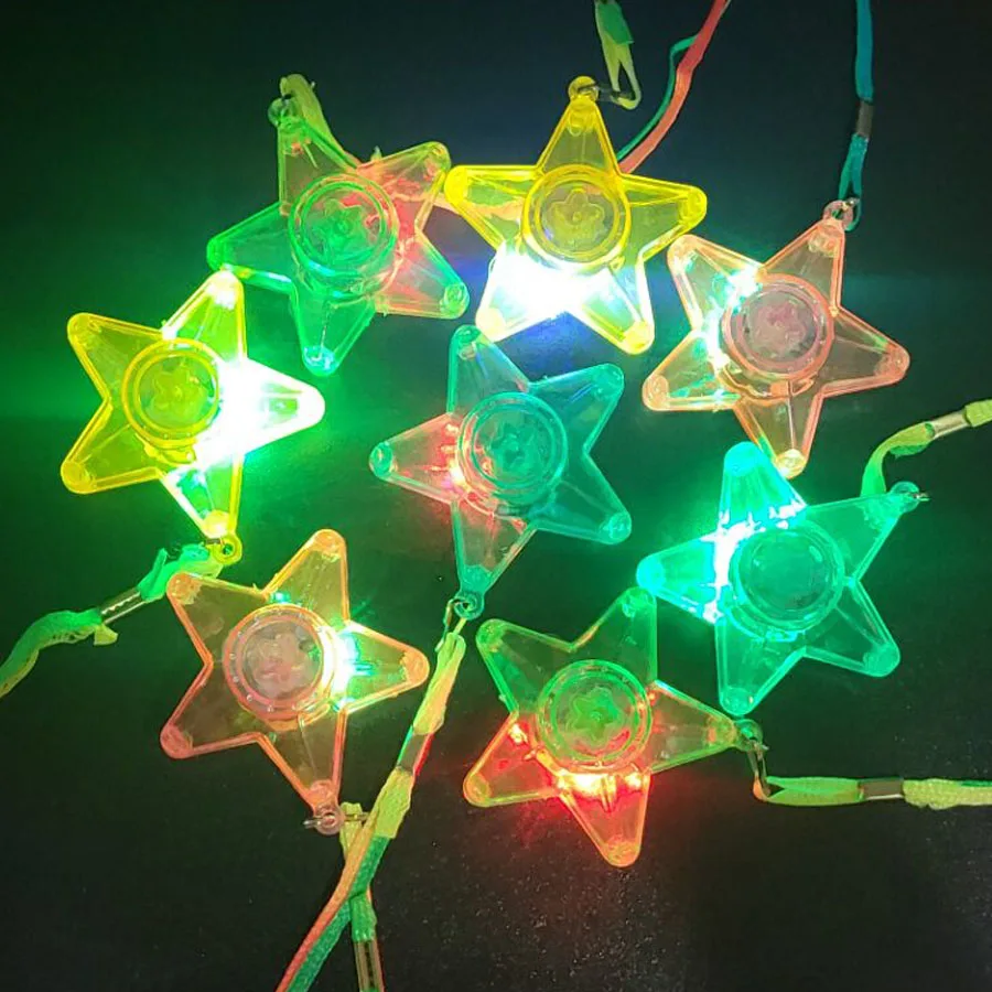 10pcs LED Light Up Necklace Pendants Star Heart Flashing Glow Necklace Blinking Toy Party Christmas Wedding Party Decoration