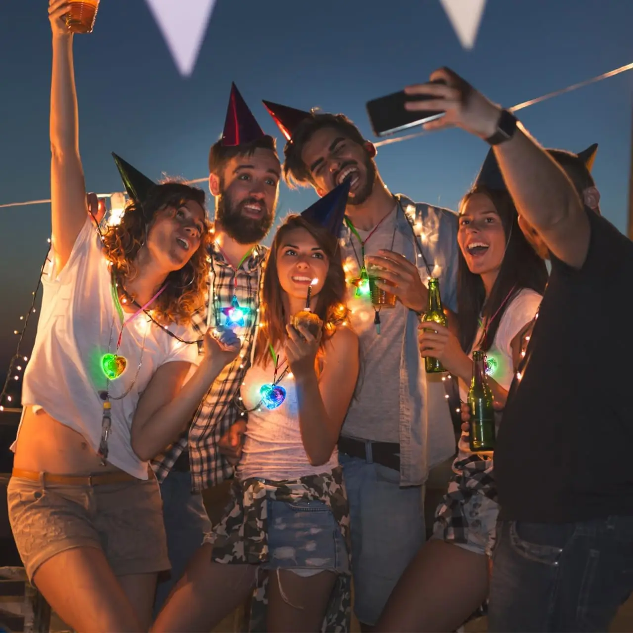 10pcs LED Light Up Necklace Pendants Star Heart Flashing Glow Necklace Blinking Toy Party Christmas Wedding Party Decoration