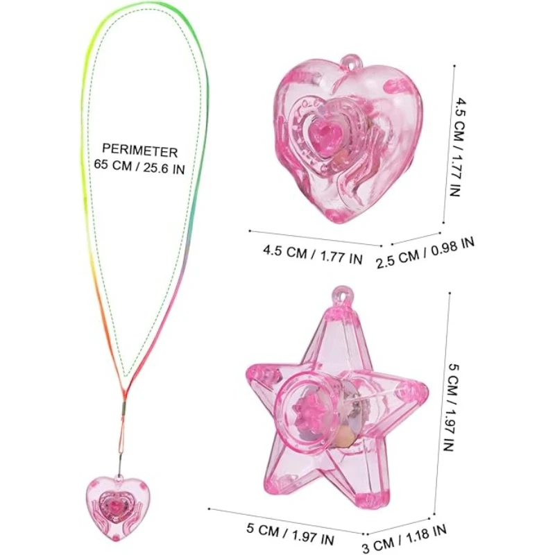 10pcs LED Light Up Necklace Pendants Star Heart Flashing Glow Necklace Blinking Toy Party Christmas Wedding Party Decoration