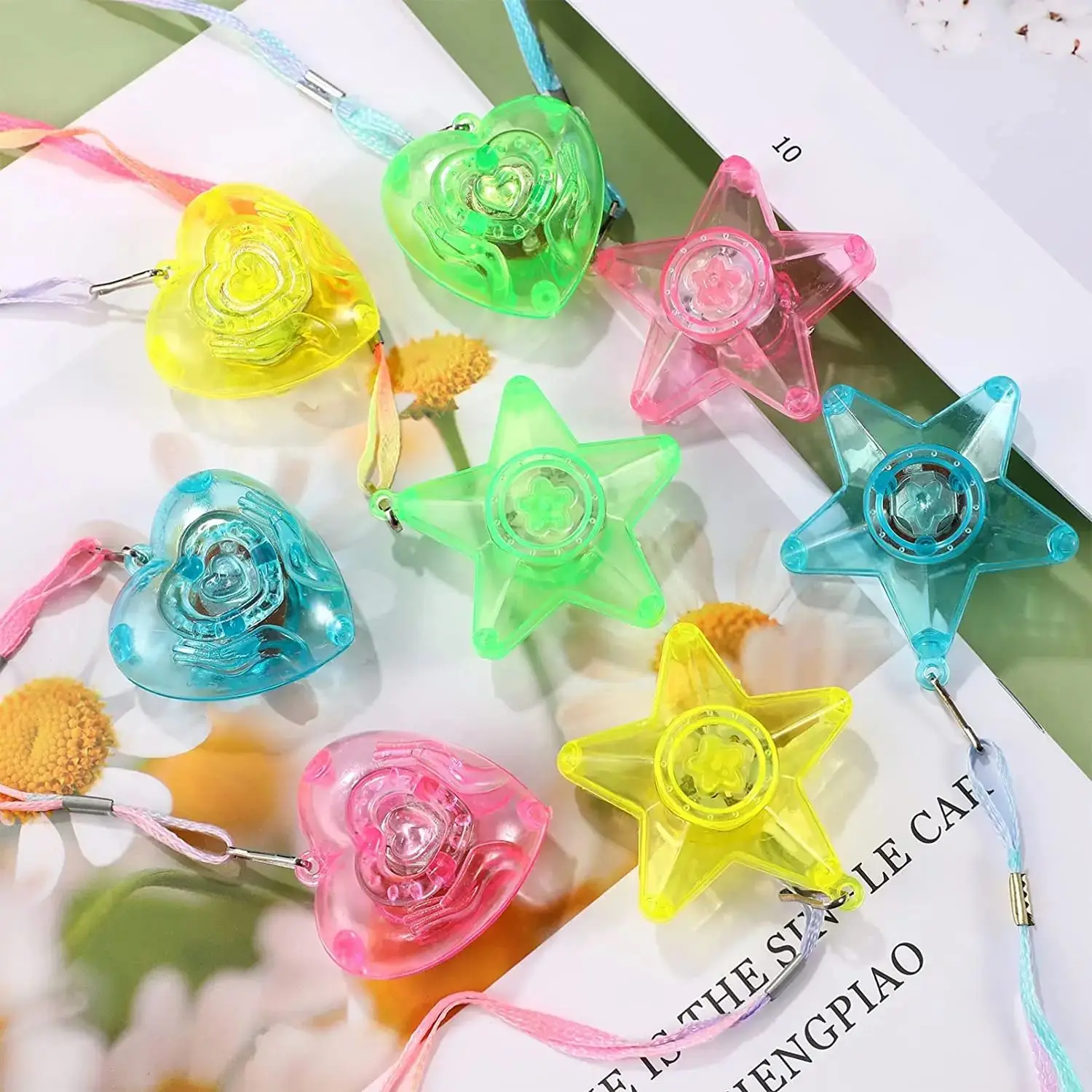 10pcs LED Light Up Necklace Pendants Star Heart Flashing Glow Necklace Blinking Toy Party Christmas Wedding Party Decoration