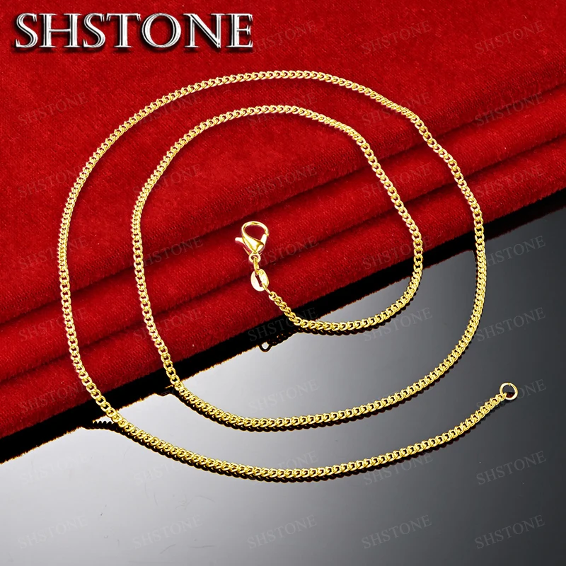18K Gold Side Necklace For Women Men 40-75cm Chain Fashion Wedding Charm Jewelry Christmas Birthday Gifts