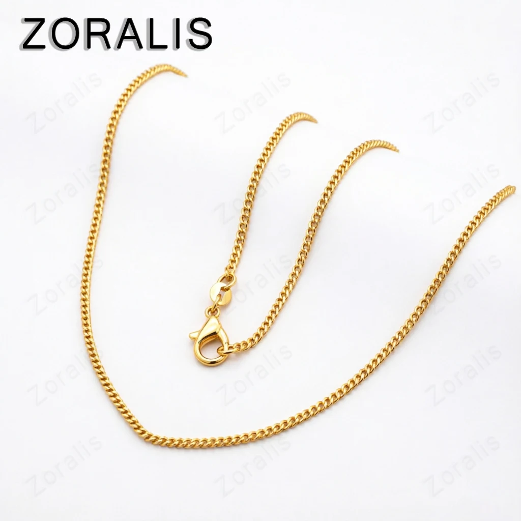 18K Gold Side Necklace For Women Men 40-75cm Chain Fashion Wedding Charm Jewelry Christmas Birthday Gifts