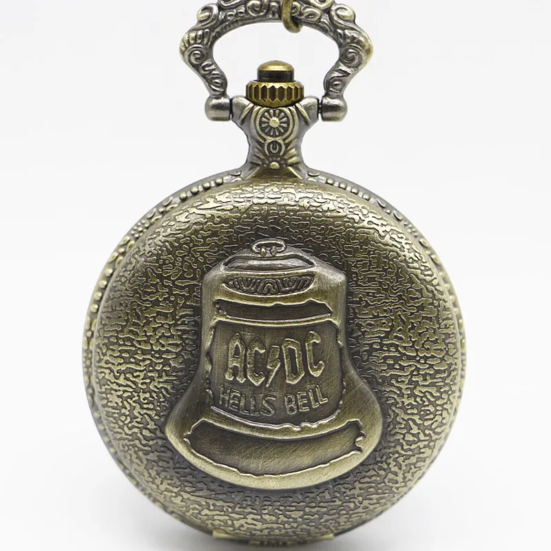 Vintage Bronze Quartz Pocket Watch, Bell Pattern Necklace Pendant Chain Watch, Men Women's Christmas Clock Gift Collection