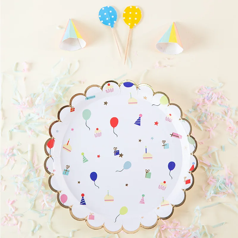 Christmas Theme Party Decoration Paper Napkins Plates Cups Gold Foil Disposable Tableware Wedding Birthday Party Decorative