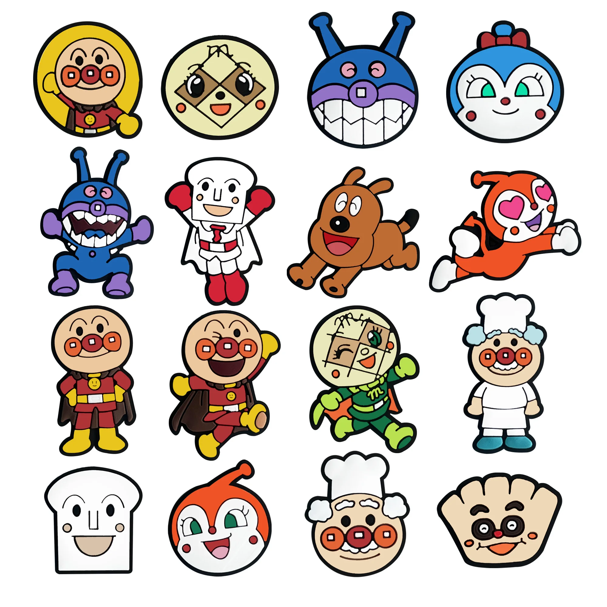 16/50pcs Anpanman Shoe Charms For Slides Sandals, PVC Shoe Decorations Accessories For Christmas Birthday Gift Party Favor