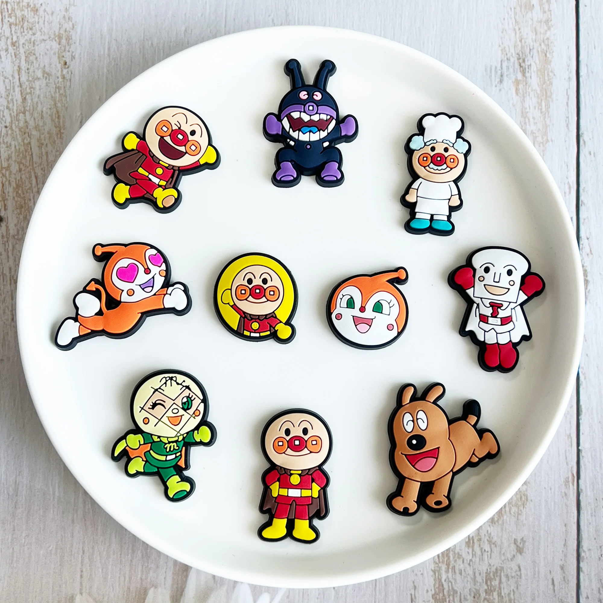 16/50pcs Anpanman Shoe Charms For Slides Sandals, PVC Shoe Decorations Accessories For Christmas Birthday Gift Party Favor