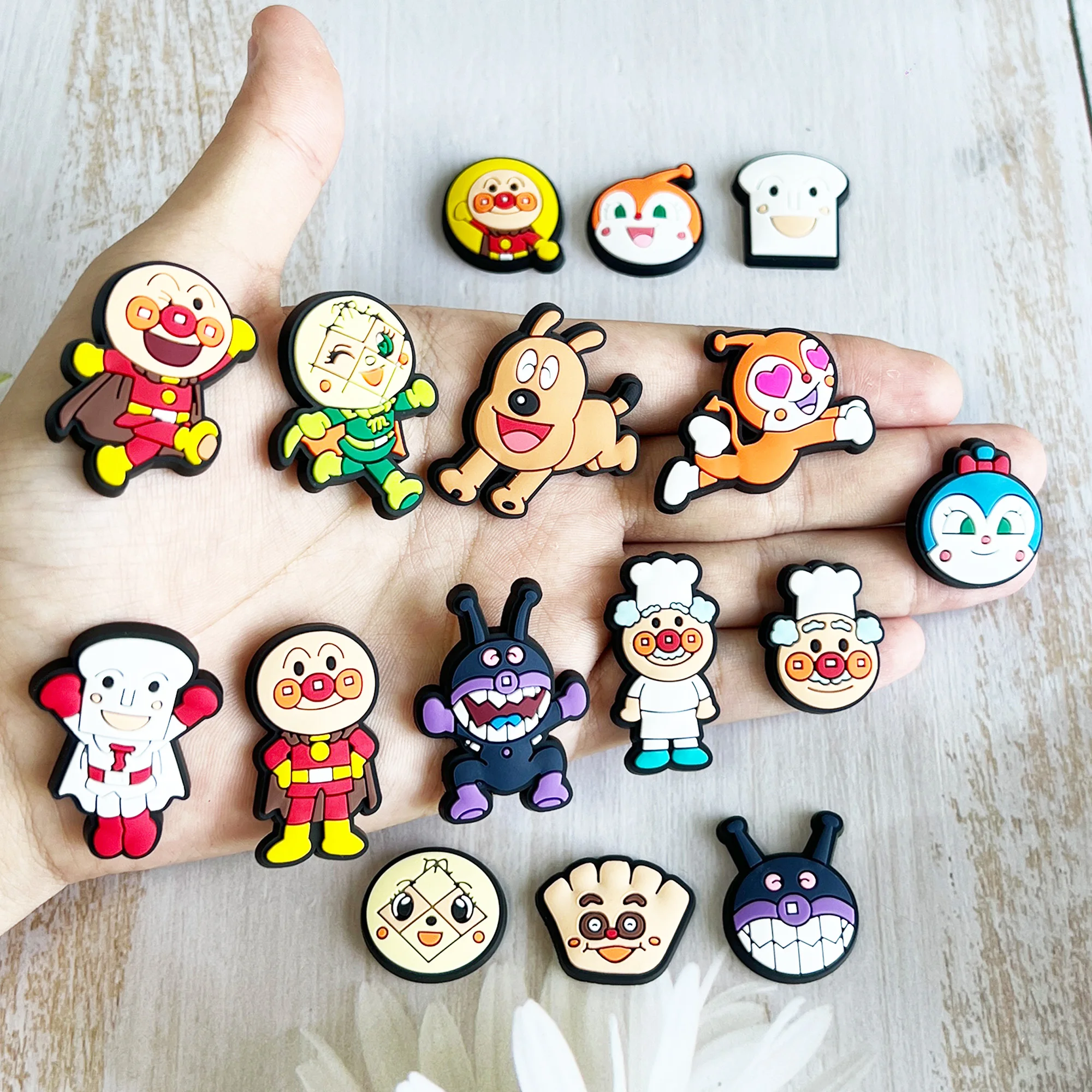 16/50pcs Anpanman Shoe Charms For Slides Sandals, PVC Shoe Decorations Accessories For Christmas Birthday Gift Party Favor