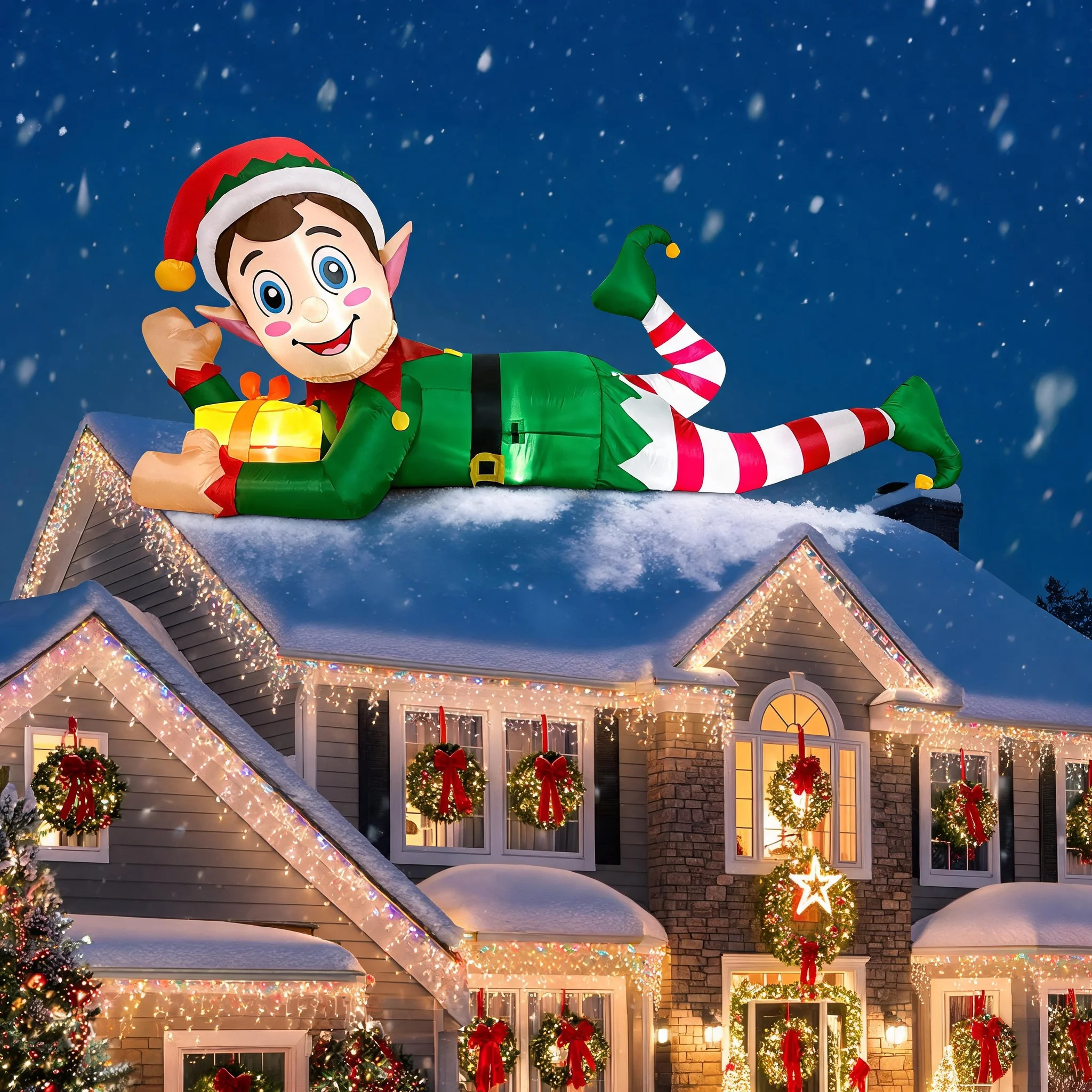 10FT Large Size Christmas Inflatable, Christmas Party Sprite, Celebration Party Decoration, Holiday Floor Decoration