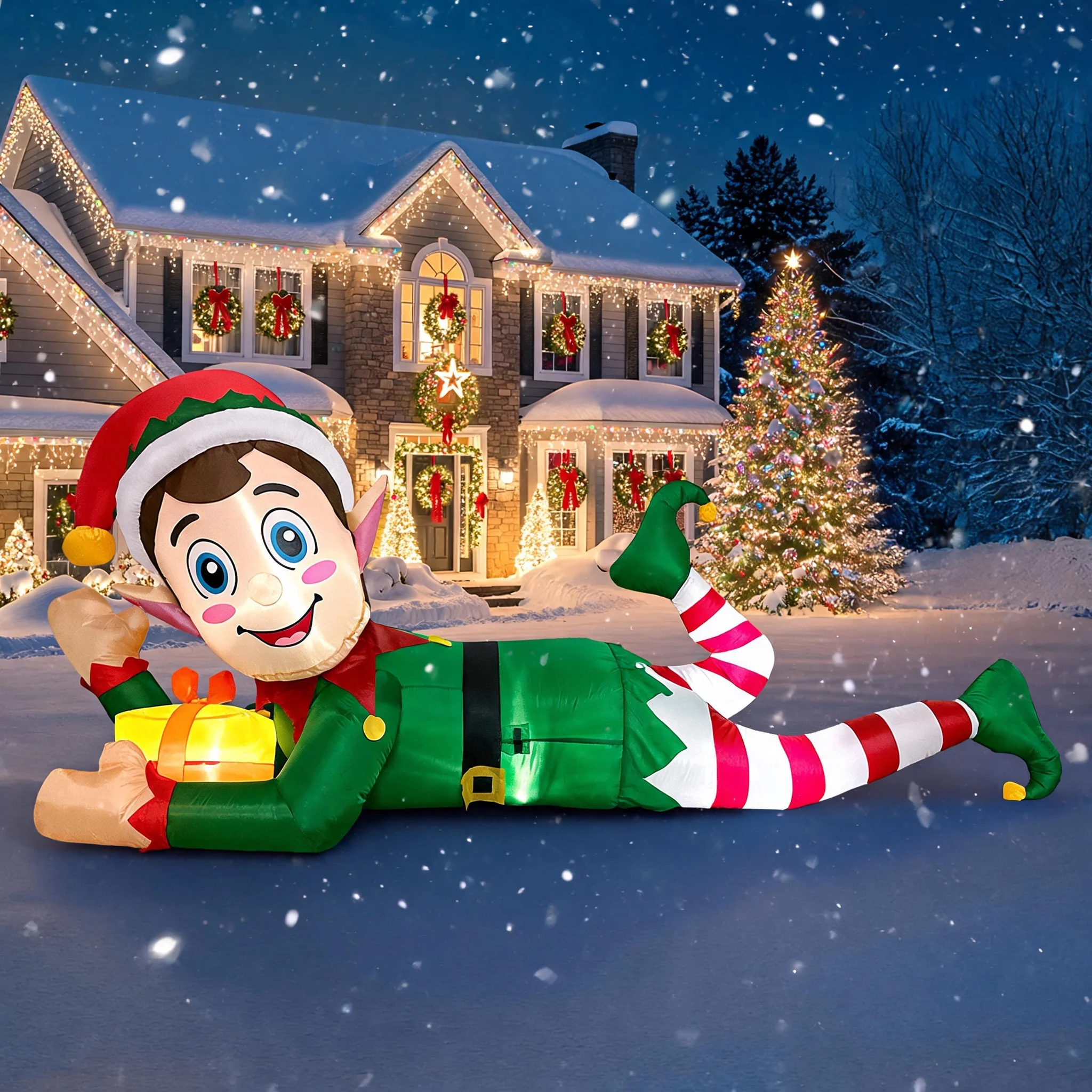 10FT Large Size Christmas Inflatable, Christmas Party Sprite, Celebration Party Decoration, Holiday Floor Decoration