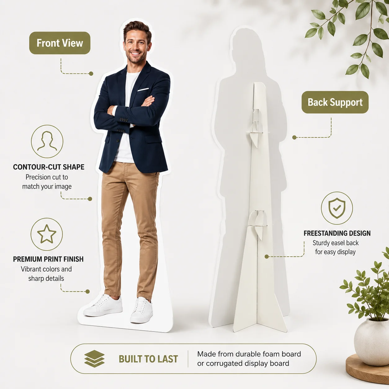 1pc Personalized Full Body Standee Prop, Custom Life Size Photo Cutout for Birthday Party Wedding Christmas Home Decor Display