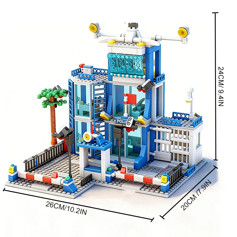City Police Station Building Blocks Police Car Building Blocks Construction Building Blocks Children Toys Christmas Holiday Gift