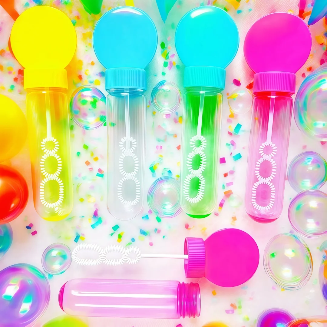 4/8/12Pcs 4.3x14cm Soap-free Liquid Bubble Tube Birthday Celebration Wedding Party Halloween Christmas Carnival Gift Decoration