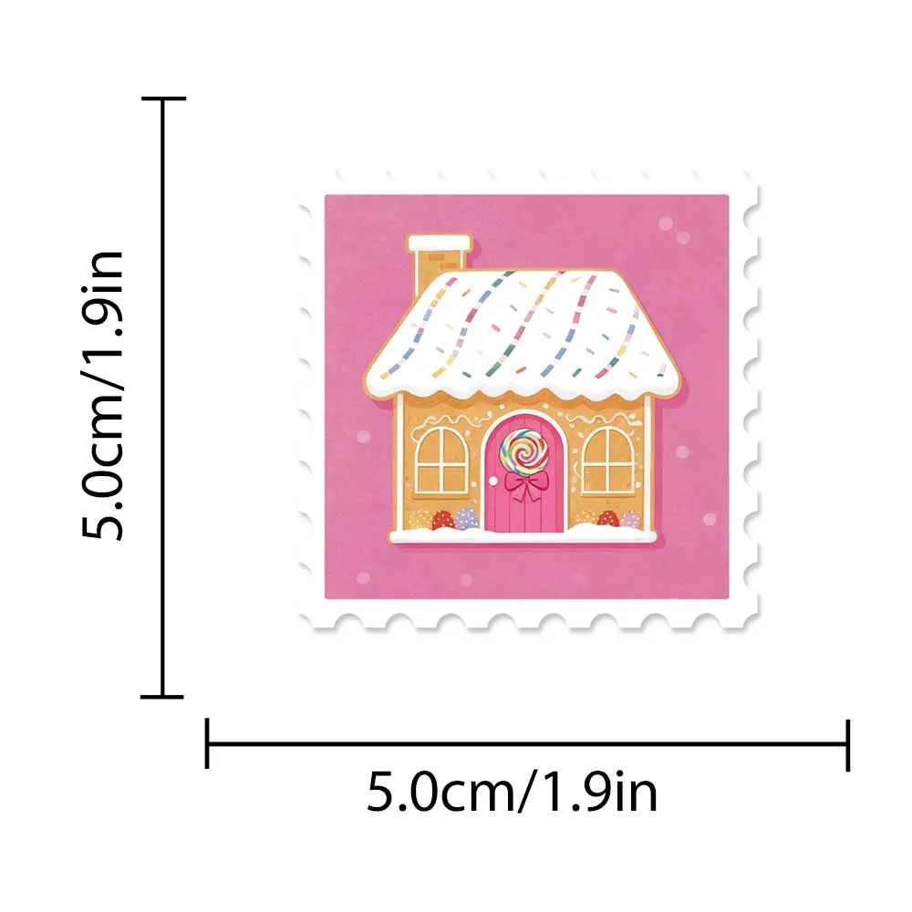 50pcs Pink Christmas Stamp Stickers Decals For Phone Laptop Letter Scrapbook Suitcase DIY Aesthetic Stickers Festival Gifts