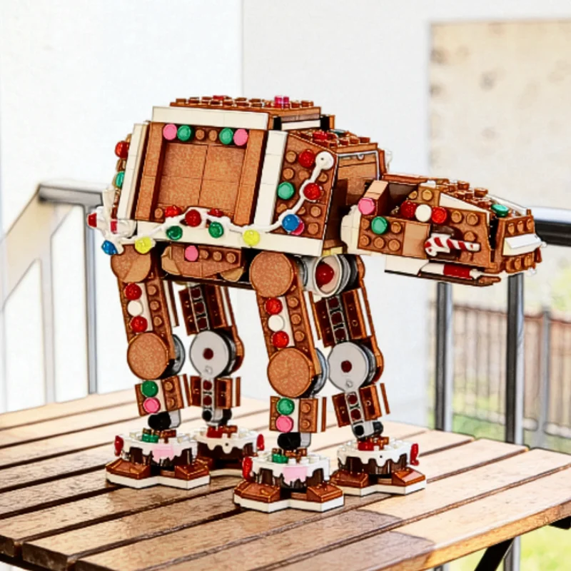 2026 New 697pcs At-at Motorized Walker Building Block Interstellar Conflict Ginger Bread Model Toy Birthday Christmas Gifts