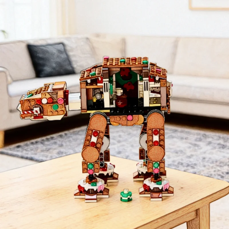 2026 New 697pcs At-at Motorized Walker Building Block Interstellar Conflict Ginger Bread Model Toy Birthday Christmas Gifts