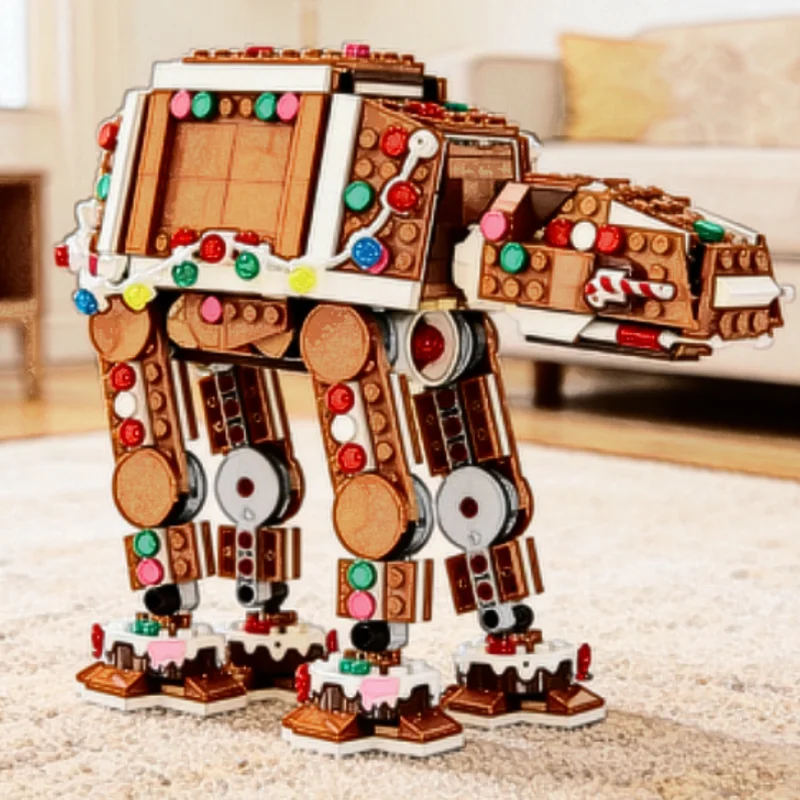 2026 New 697pcs At-at Motorized Walker Building Block Interstellar Conflict Ginger Bread Model Toy Birthday Christmas Gifts