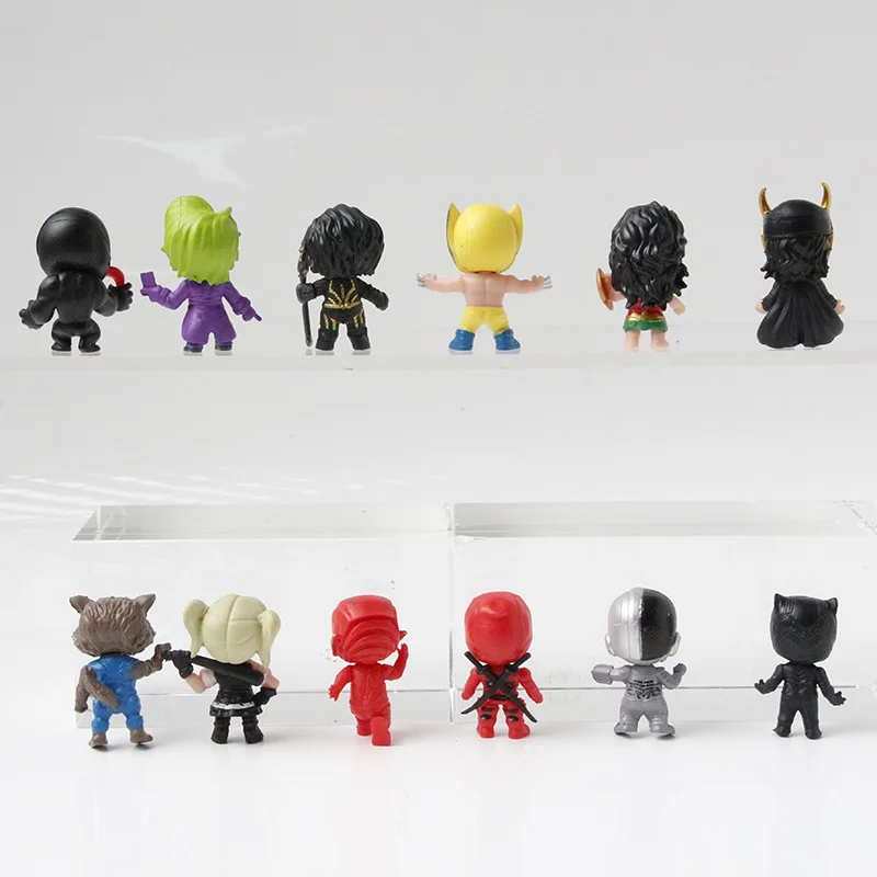 12 Pcs/Set Q Mini Super Hero Figures Decoration Action Figure Toys Superhero Model Capsule Toys Christmas Gifts