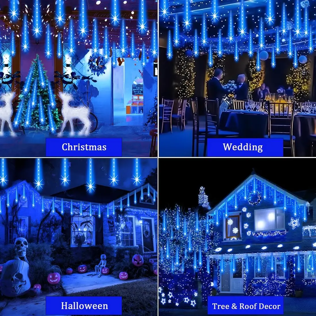 Solar LED Meteor Shower String Light Outdoor Icicle Fairy Light for Christmas Tree Wedding Party Garden Camping Decor Solar Lamp