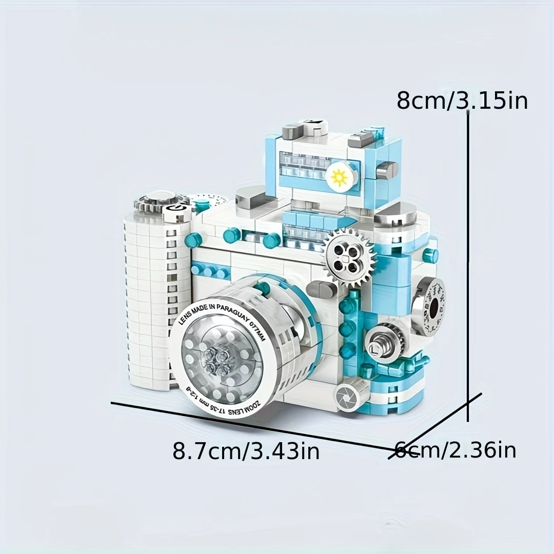 DIY Retro Building Block Camera Model Creative Puzzle Decoration Simulation Building Block Camera Christmas Halloween Gift Suitable Holiday Gift for Boys and Girls