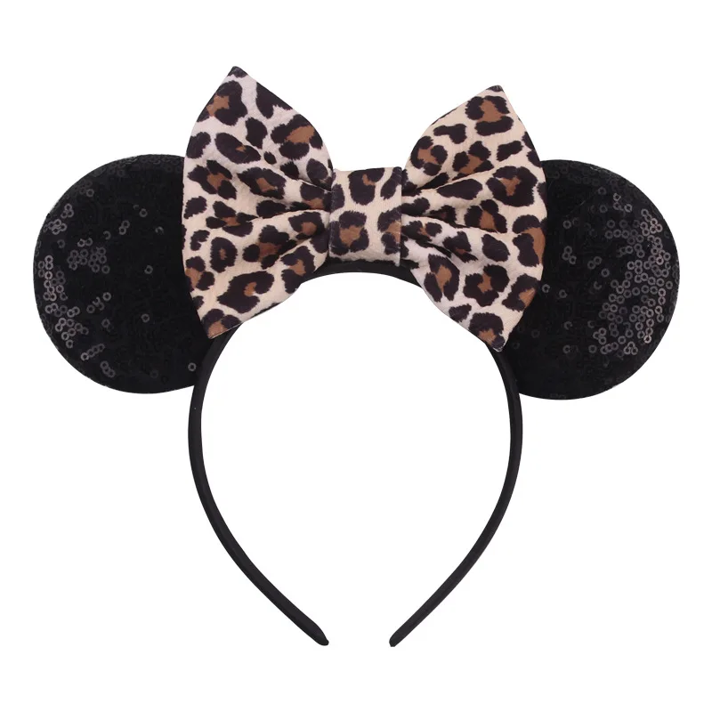 Baby holiday glitter hair accessory leopard print headband Mickey Halloween Christmas headband