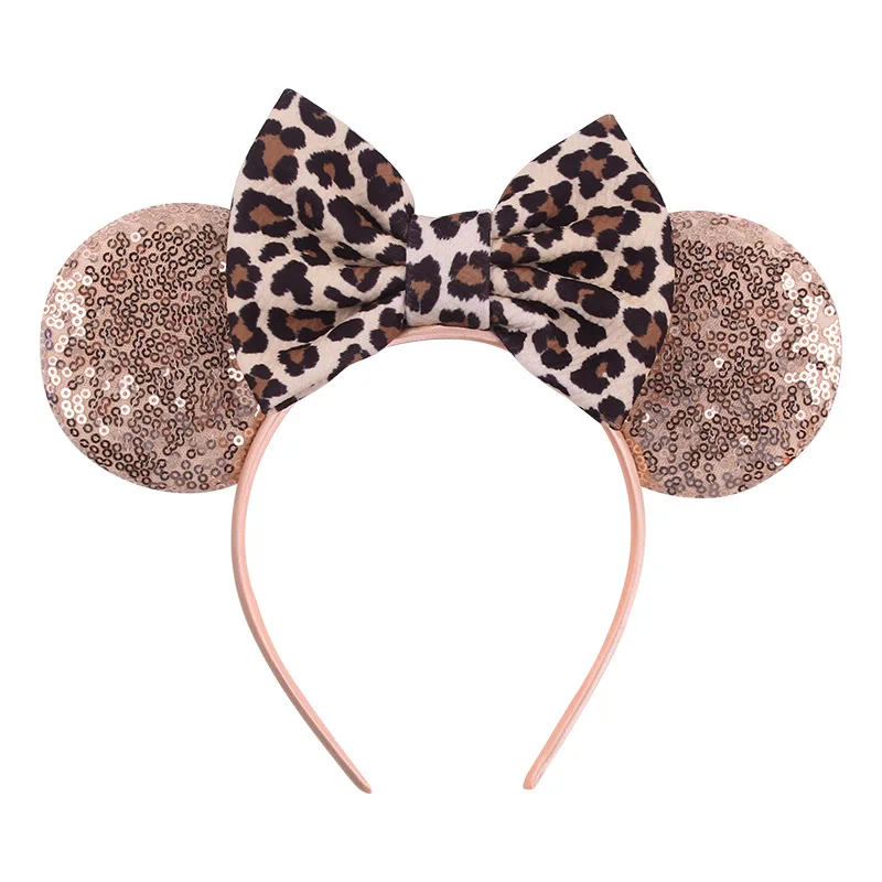 Baby holiday glitter hair accessory leopard print headband Mickey Halloween Christmas headband