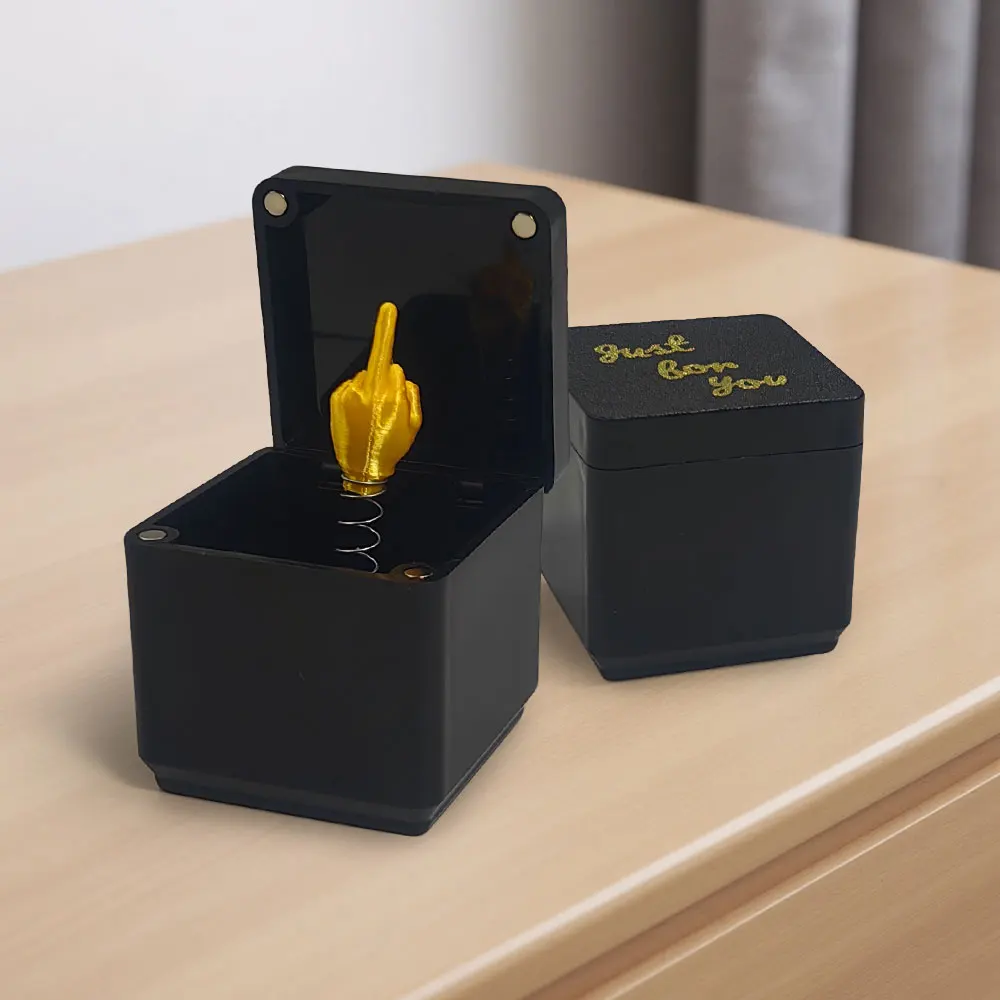 Middle Finger in a Box - Funny Surprise Prank Gift for Adults, Office Desk Decompression Toy & Creative Christmas Joke Present