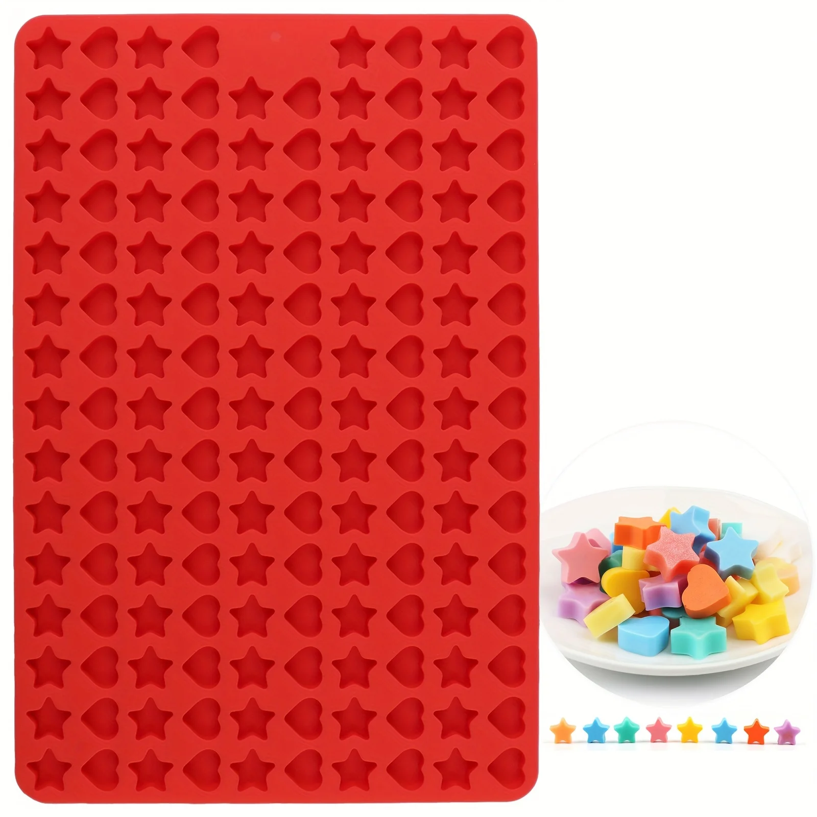 1Pc Candy Mold Christmas Silicone Mold Heart Star Chocolate Mold, Food-Grade Mini Gummy Mold for Baking, Cookies, Pudding, Jelly, Dog Biscuit Mold