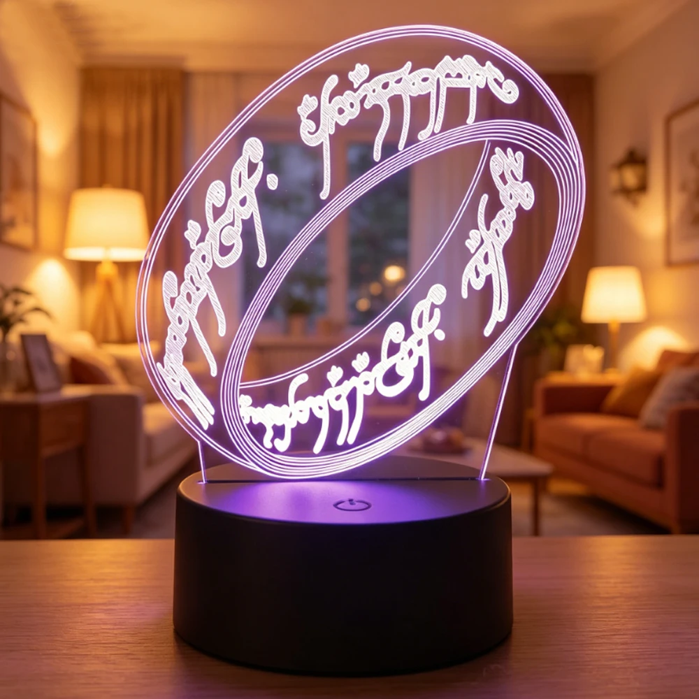 Lord of the Rings 3D LED Night Light 7 Colours Smart Touch Bedroom Decorative Lights Birthday Christmas Gift for Fans